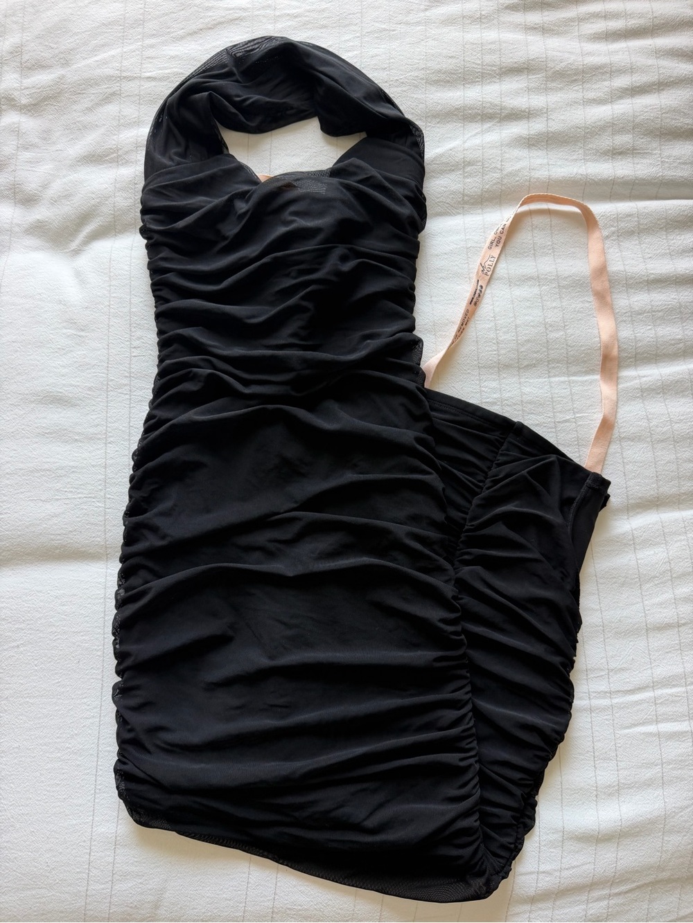 Oh Polly Black Strapless Ruched Bodycon Dress